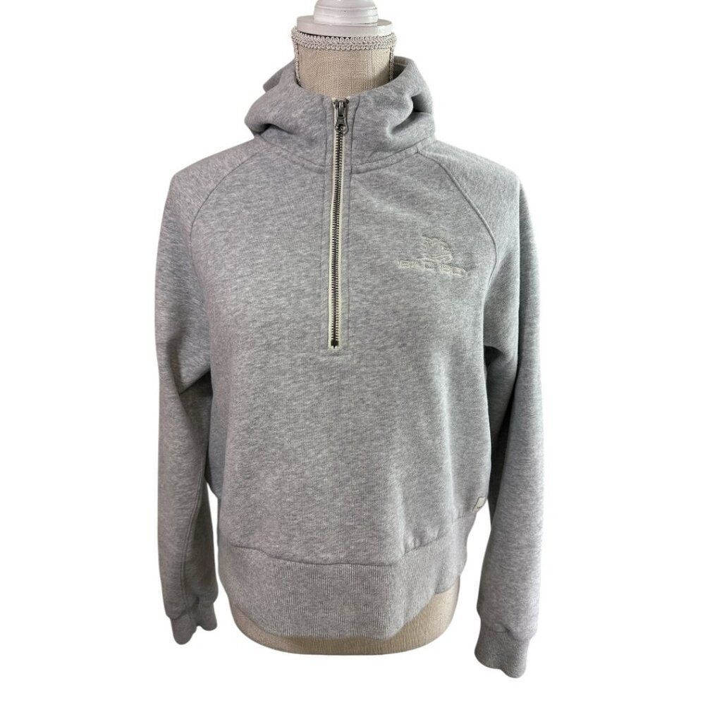 Vuori Restore Half Zip Hoodie Gray Womens sz M Bad Boy Embroidered